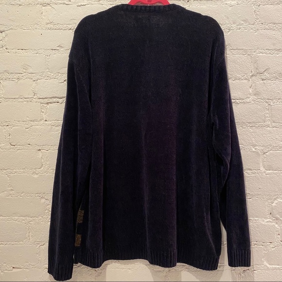 Vintage Chenille Colour Block Print Cozy Sweater L/ XL - Picture 3 of 4